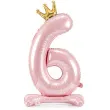 balon foliowy cyfra 6 stojaca rozowy partydeco 33 dgt