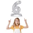 balon foliowy cyfra 6 stojaca srebrny partydeco 27 dgt