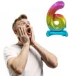 balon foliowy cyfra 6 stojaca teczowy godan 15 dgt