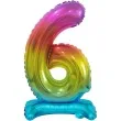 balon foliowy cyfra 6 stojaca teczowy godan 15 dgt