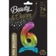 balon foliowy cyfra 6 stojaca teczowy godan 29 dgt