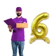 balon foliowy cyfra 6 stojaca zloty dekoracjepolska 15 dgt