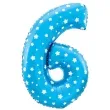 balon foliowy cyfra 6 w gwiazdki niebieski jix 18 dgt
