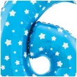 balon foliowy cyfra 6 w gwiazdki niebieski jix 18 dgt