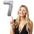 balon foliowy cyfra 7 holograficzna srebrny partypal 40 dgt