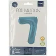 balon foliowy cyfra 7 metaliczny mat niebieski pastelowy folat 34 dgt