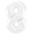 balon foliowy cyfra 8 metaliczny mat bialy folat 34 dgt