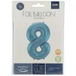 balon foliowy cyfra 8 metaliczny mat niebieski pastelowy folat 34 dgt