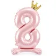balon foliowy cyfra 8 stojaca rozowy partydeco 33 dgt