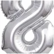 balon foliowy cyfra 8 stojaca srebrny godan 15 dgt