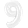 balon foliowy cyfra 9 metaliczny mat bialy folat 34 dgt
