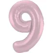 balon foliowy cyfra 9 metaliczny mat rozowy pastelowy folat 34 dgt