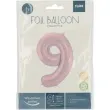 balon foliowy cyfra 9 metaliczny mat rozowy pastelowy folat 34 dgt