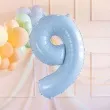 balon foliowy cyfra 9 pastel blekitny partydeco 34 dgt