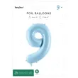 balon foliowy cyfra 9 pastel blekitny partydeco 34 dgt