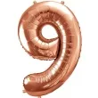 balon foliowy cyfra 9 rozowe zloto partydeco 34 dgt