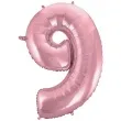 balon foliowy cyfra 9 rozowy jasny godan 45 dgt