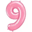 balon foliowy cyfra 9 rozowy jasny partydeco 34 dgt
