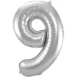 balon foliowy cyfra 9 srebrny folat 34 dgt