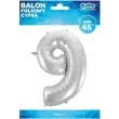 balon foliowy cyfra 9 srebrny godan 45 dgt