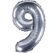 balon foliowy cyfra 9 srebrny partydeco 14 dgt