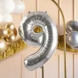 balon foliowy cyfra 9 srebrny partydeco 34 dgt