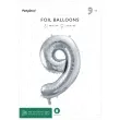 balon foliowy cyfra 9 srebrny partydeco 34 dgt