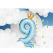 balon foliowy cyfra 9 stojaca blekitny partydeco 33 dgt