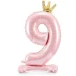 balon foliowy cyfra 9 stojaca rozowy partydeco 33 dgt
