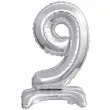 balon foliowy cyfra 9 stojaca srebrny godan 15 dgt