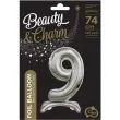 balon foliowy cyfra 9 stojaca srebrny godan 29 dgt