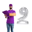 balon foliowy cyfra 9 stojaca srebrny partydeco 27 dgt