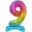 balon foliowy cyfra 9 stojaca teczowy godan 15 dgt