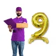 balon foliowy cyfra 9 stojaca zloty dekoracjepolska 15 dgt