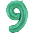 balon foliowy cyfra 9 zielony mat folat 34 dgt