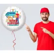 balon foliowy dzien kuriera i przewoznika z autem bialy 18 rnd