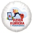 balon foliowy dzien kuriera i przewoznika z paczka bialy 18 rnd