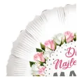 balon foliowy dzien matki dla najlepszej mamy bialy 18 rnd