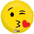 balon foliowy emoji buziak zolty betallic 18 rnd