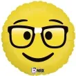 balon foliowy emoji okulary nerd zolty betallic 18 rnd
