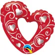 balon foliowy filigranowe serca czerwony qualatex 14 shp
