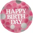 balon foliowy glossy happy birthday rozowy folat 17 rnd