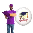 balon foliowy gratulacje biret i dyplom bialy 18 rnd