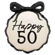 balon foliowy happy 50 kokardka dekoracja na 50 urodziny piecdziesiatke kremowy 20 9 shp