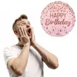 balon foliowy happy birthday dekoracja na urodziny rozowy amscan 18 rnd