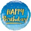 balon foliowy happy birthday gold and blue qualatex 18 rnd