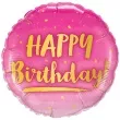 balon foliowy happy birthday gold and pink qualatex 18 rnd