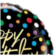 balon foliowy happy birthday groszki czarny qualatex 18 rnd