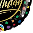 balon foliowy happy birthday groszki czarny qualatex 18 rnd