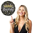 balon foliowy happy birthday gwiazdki glamour dekoracja na urodziny czarny 18 rnd